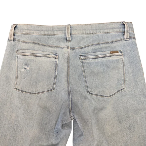 WHBM The Girlfriend Floral Embroidered Light Blue Jeans Size 6 - Picture 7 of 16